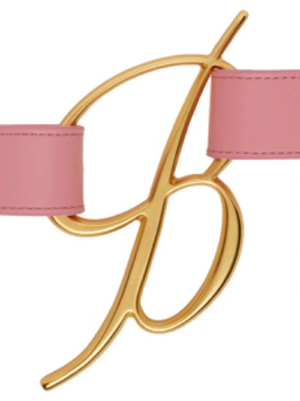 Blumarine Pink Leather Belt with Gold Logo Buckle
